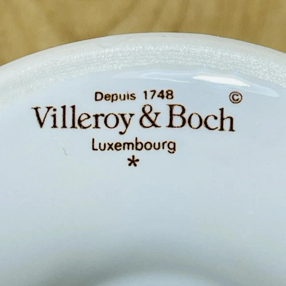 4 Vintage Villeroy & Boch Luxembourg Footed Pedestal Dessert Bowls Fruit Motives